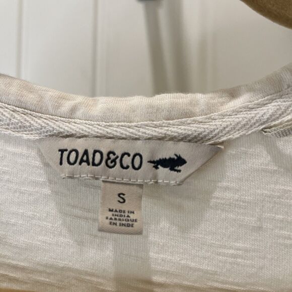Toad & Co Primo T-Shirt Womens Size S Ivory Organic Cotton Logo Short Sleeve Top - Picture 4 of 9